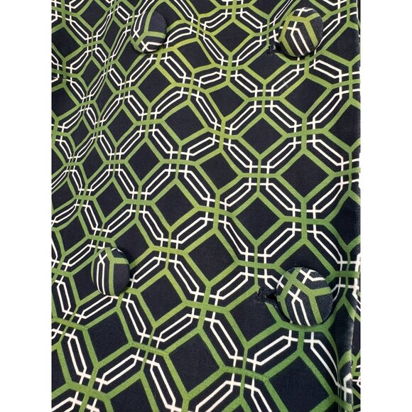 Banana Republic Womens Geometric Pattern Coat Small Green Black - Picture 6 of 13